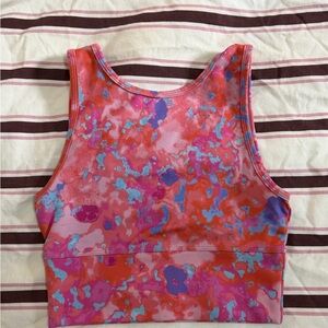 Anthropologie Pink and Blue Patterned Tank Top